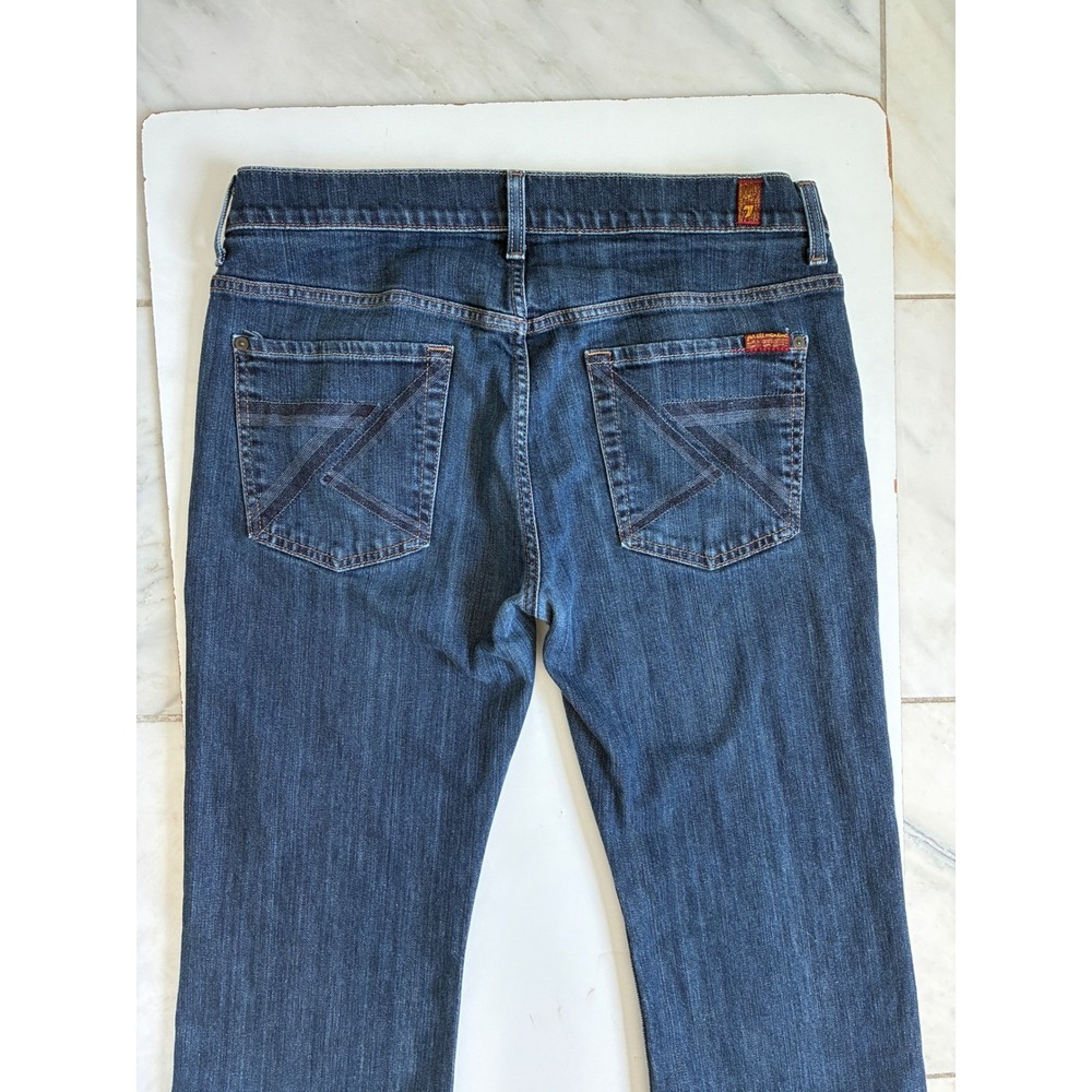 7 For All Mankind Womens Bootcut Jeans Dark Wash Blue Size 34 RTA520080U - Picture 6 of 10